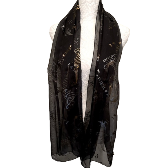 Chiffon I Love Jesus Scarves Black - Picture 3 of 5